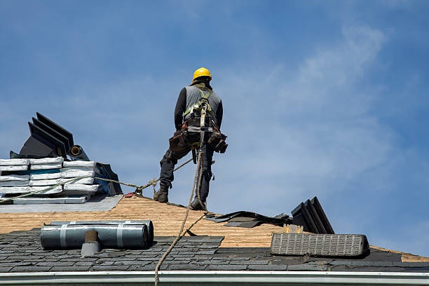 Professional roofers installing a residential roof