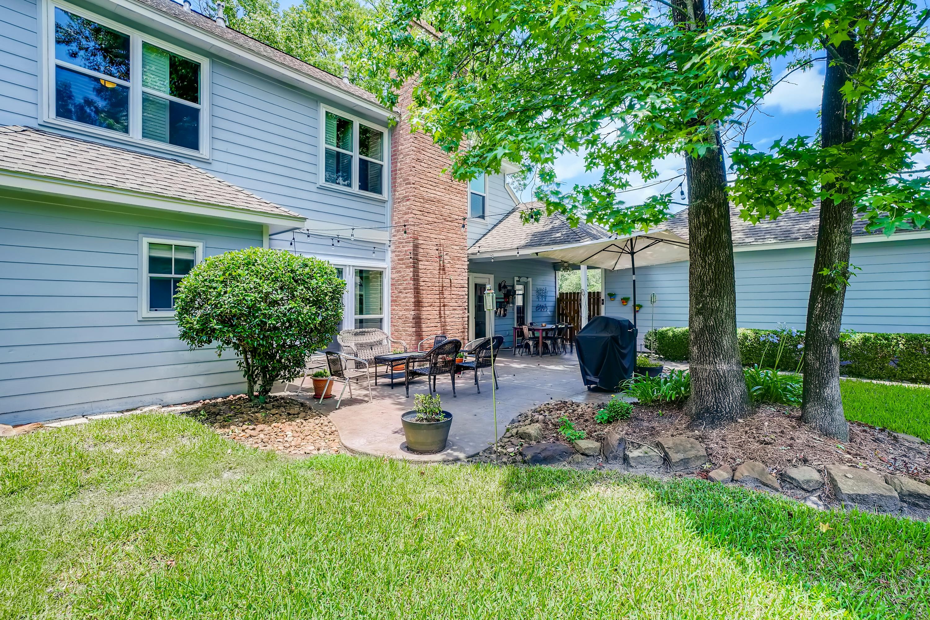 Completed lawn in residential garden