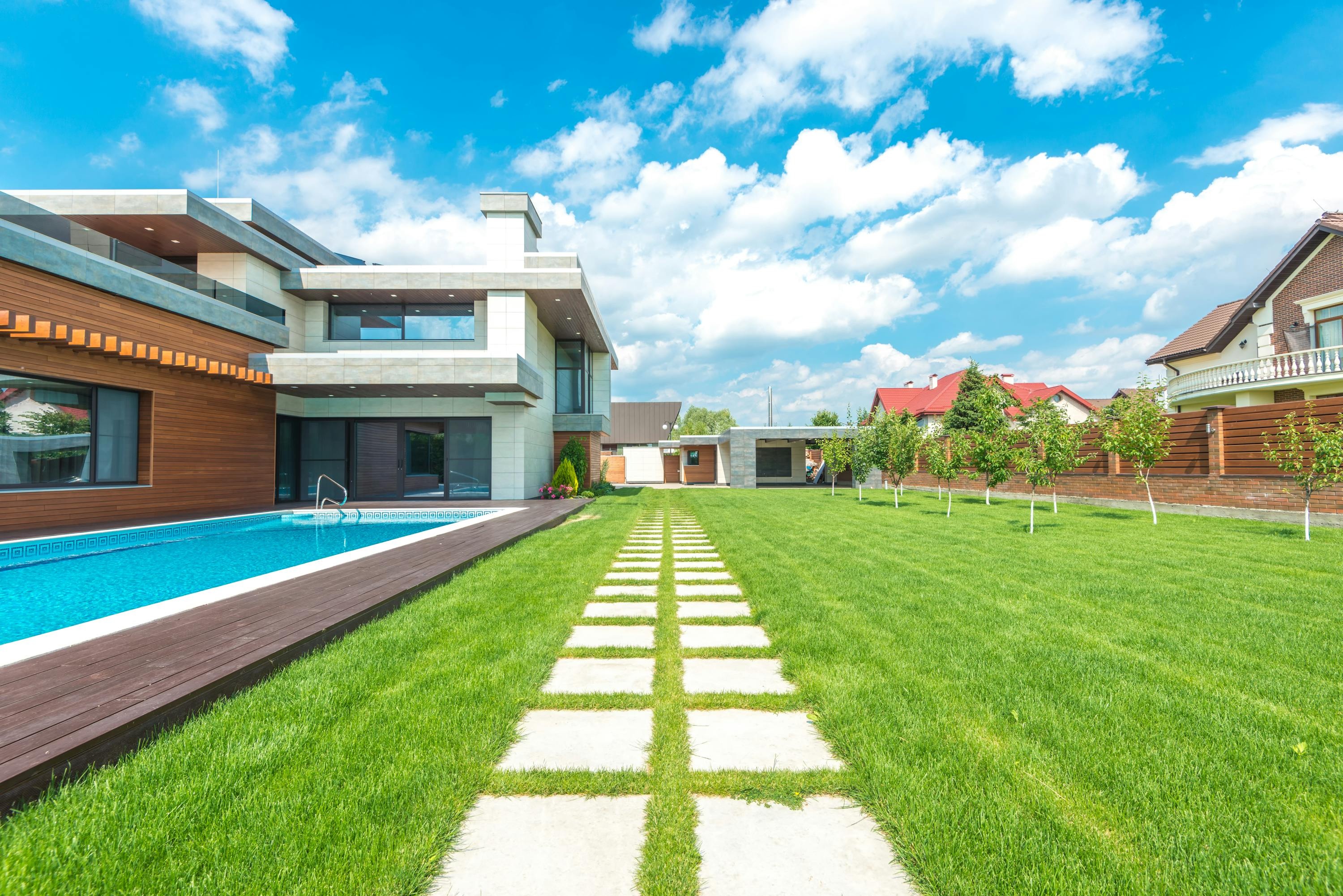 Green lawn with professional finish